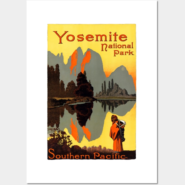 Vintage Travel Poster USA Yosemite National Park Wall Art by vintagetreasure